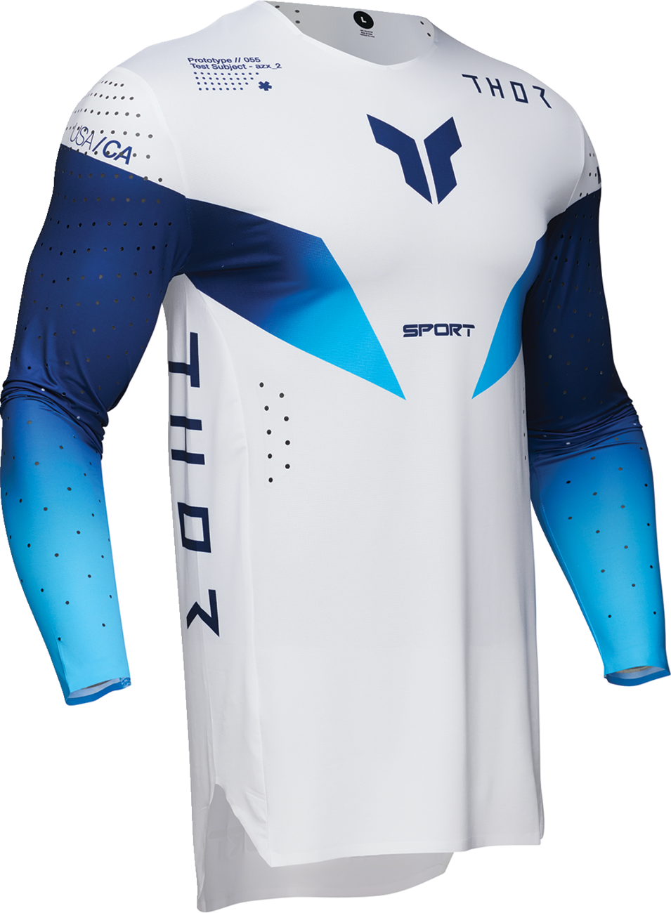 Thor Sportmode Strike Jersey — White/Navy/Blue