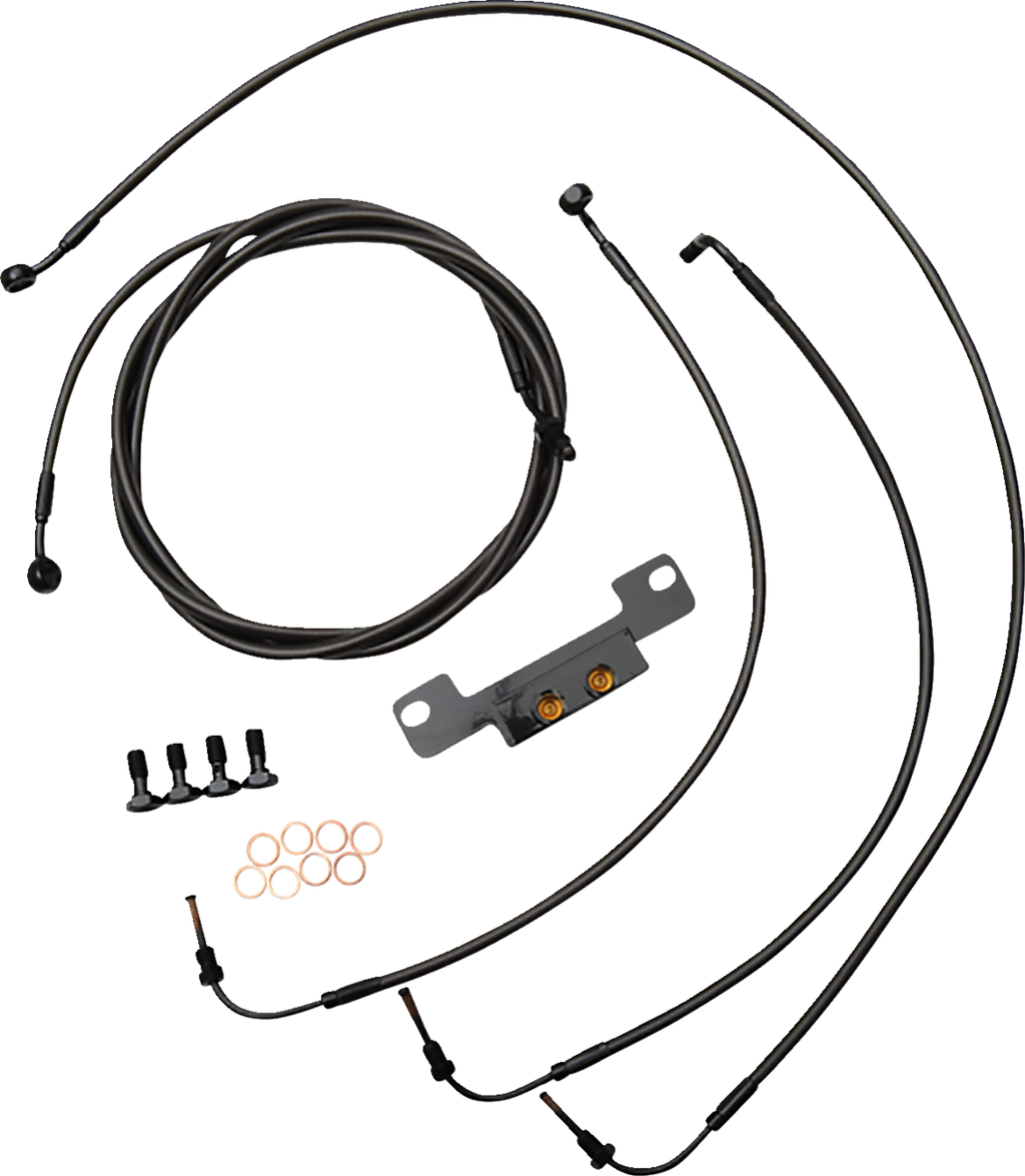 LA Choppers Standard Midnight Braided Handlebar Cable/Brake Line Kit — Ape Hanger