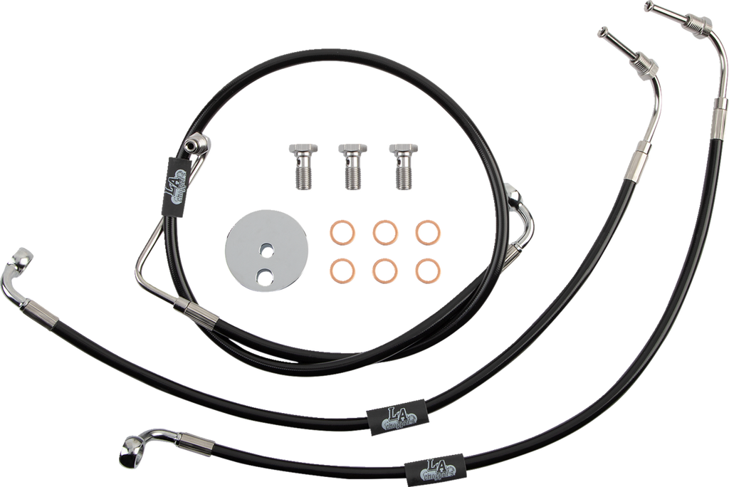 LA Choppers Black Braided Brake Line Kit