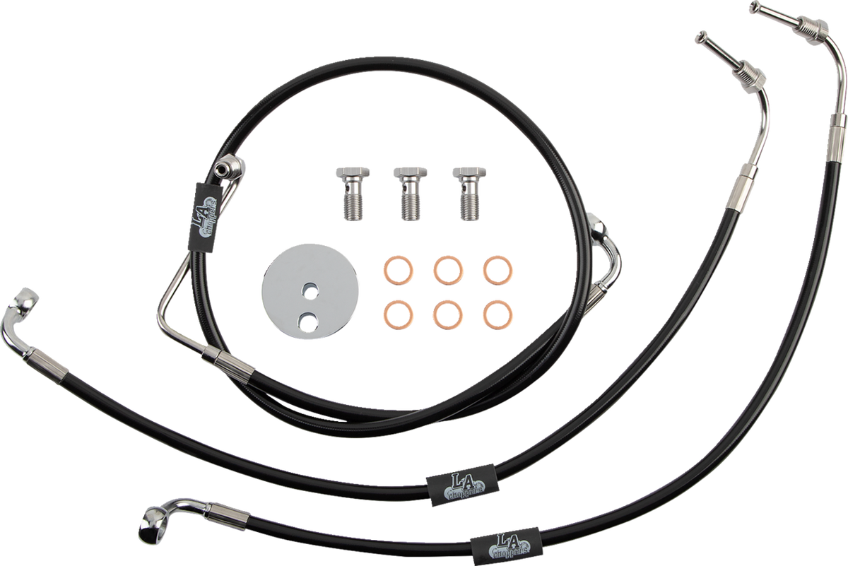 LA Choppers Black Braided Brake Line Kit