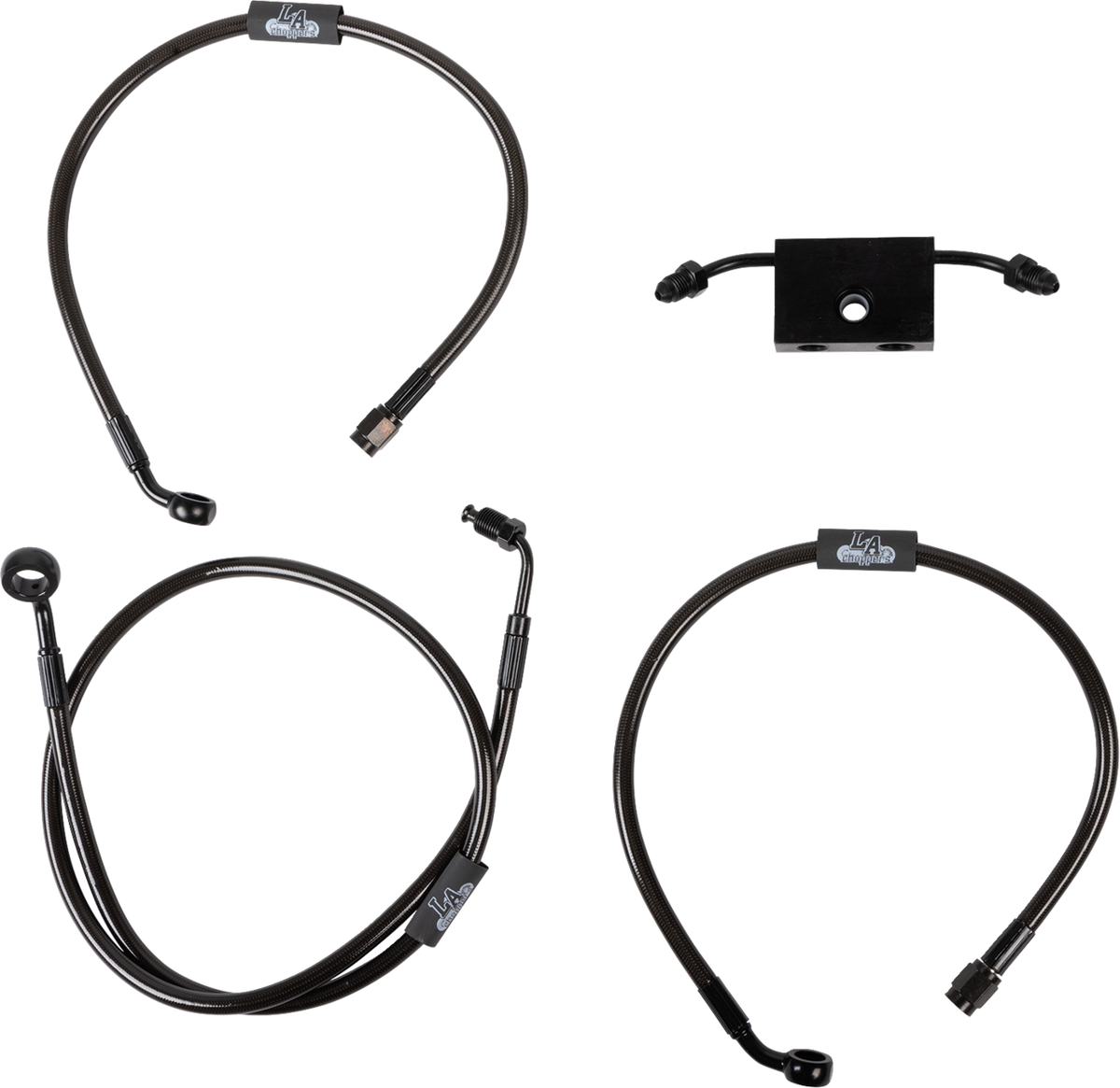 LA Choppers Midnight Braided Brake Line Kit