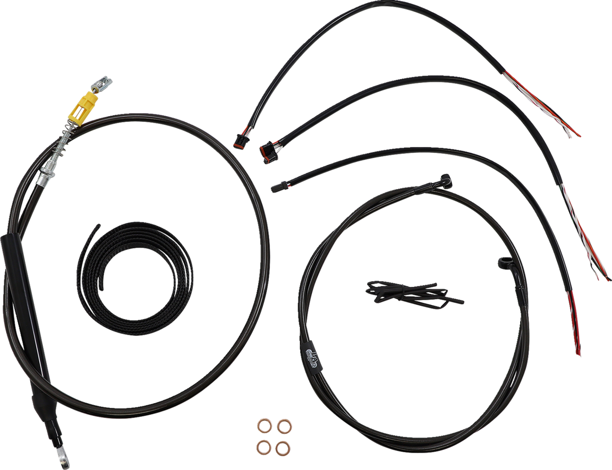 LA Choppers Complete Midnight Braided Handlebar Cable/Brake Line Kit — Standard