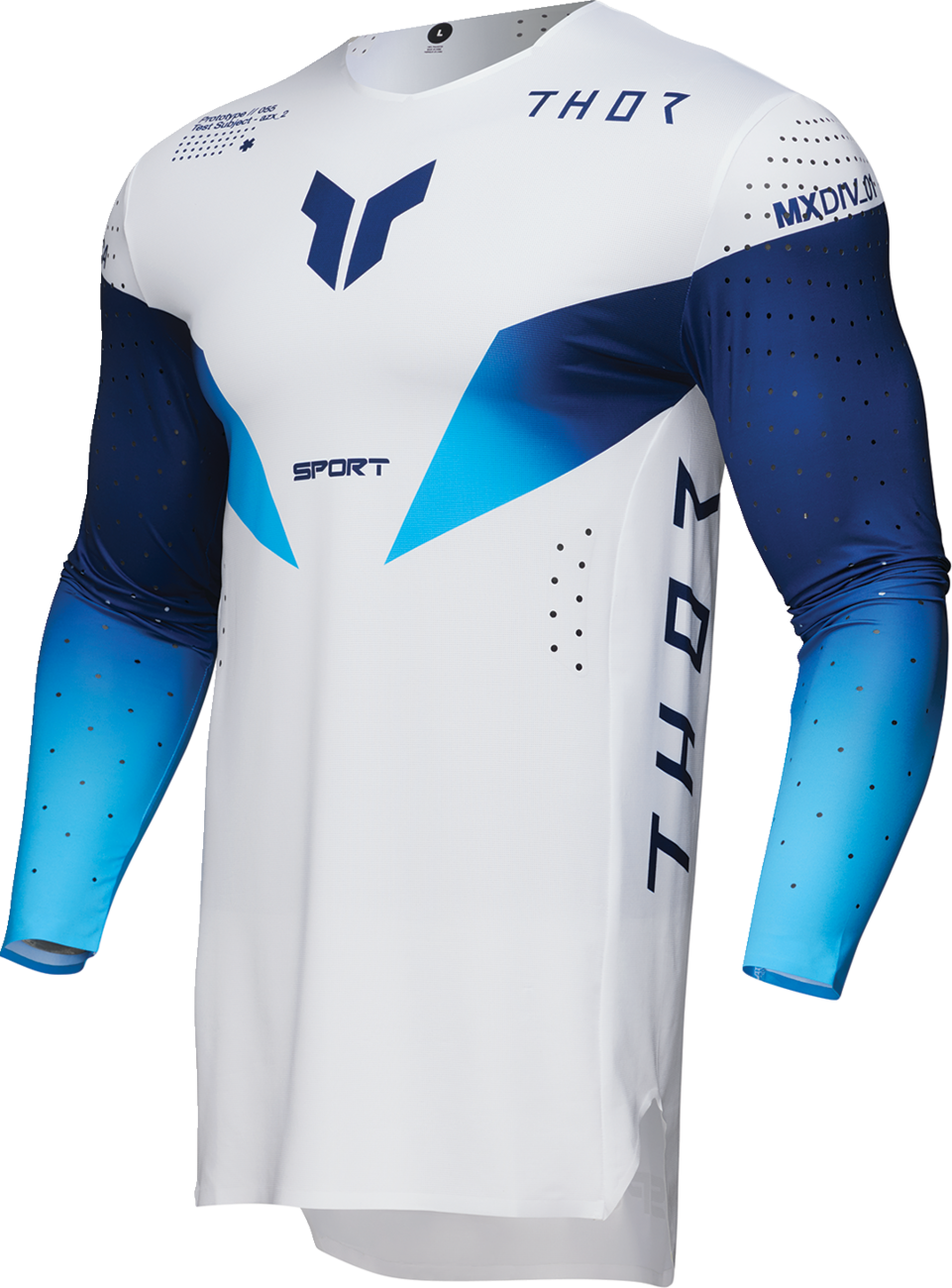 Thor Sportmode Strike Jersey — White/Navy/Blue