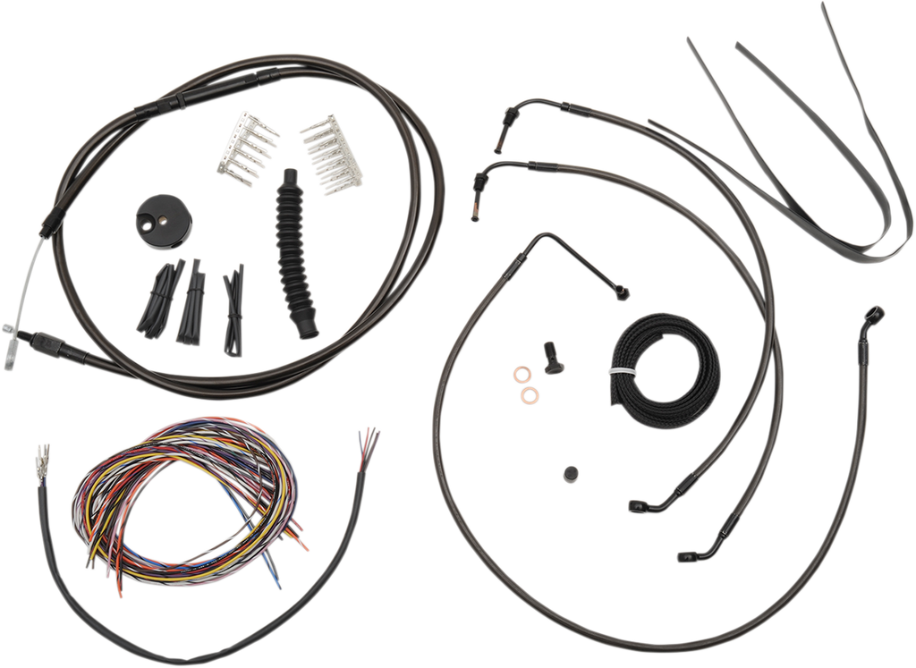 LA Choppers Complete Midnight Braided Handlebar Cable/Brake Line Kit — Mini