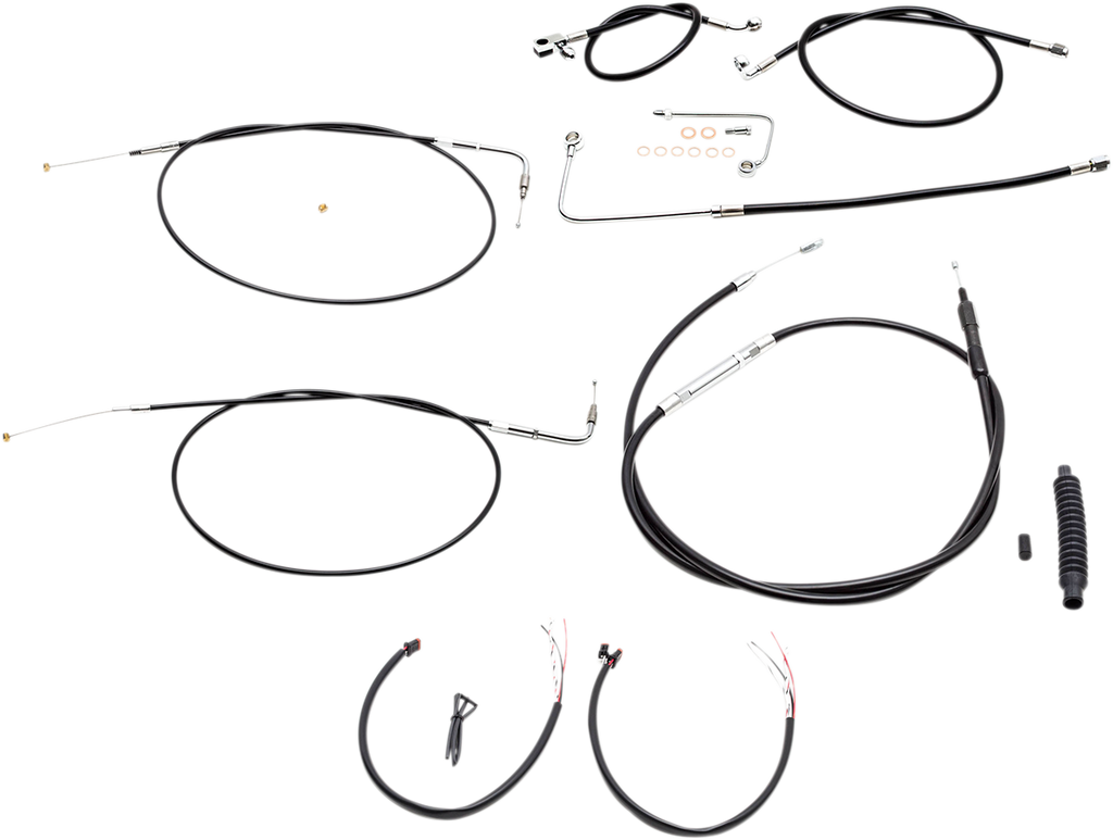 LA Choppers Complete Black Vinyl Braided Handlebar Cable/Brake Line Kit