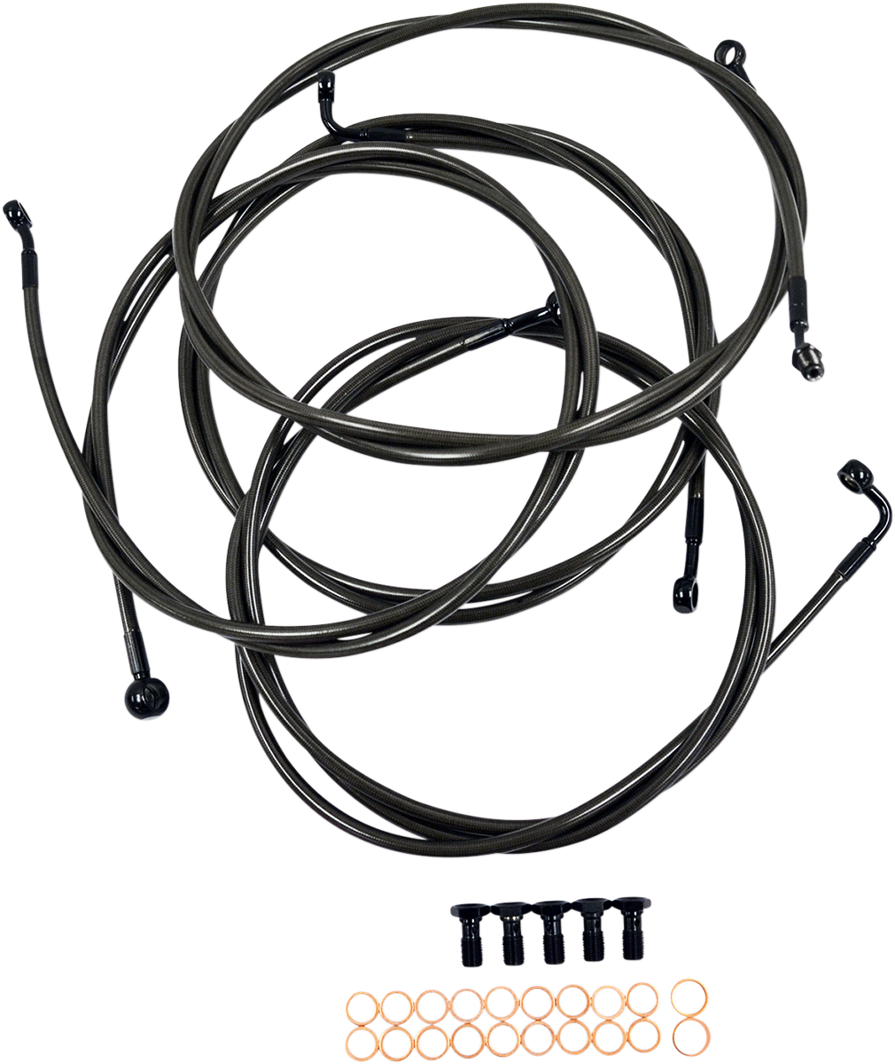 LA Choppers Standard Midnight Braided Handlebar Cable/Brake Line Kit — Mini/Ape Hanger