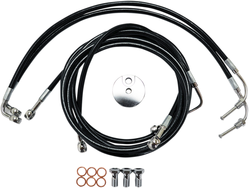 LA Choppers Black Braided Brake Line Kit