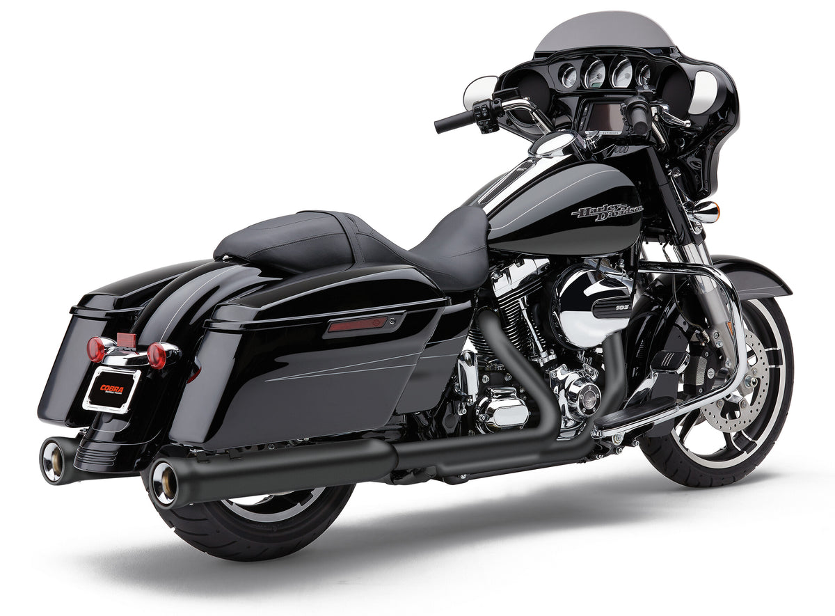Cobra 4" NH Slip-ONS Black FLH/FLT 17-25 6109RB for Harley-Davidson
