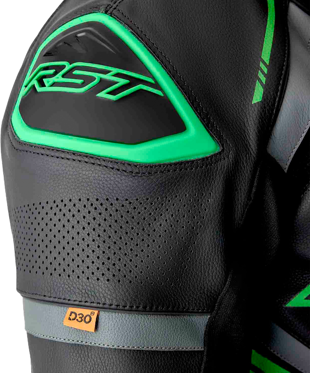 RST S1 D3O Suit BLK/GRY/FLO GRN Leather 2X 103604F.GRN-48