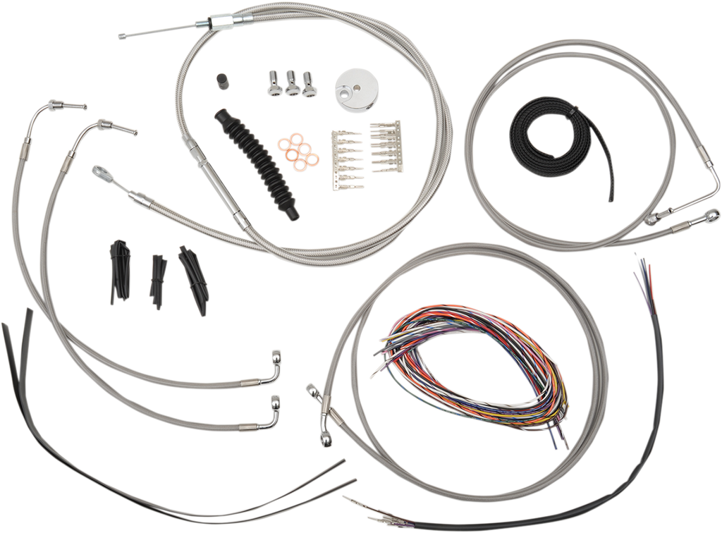 LA Choppers Complete Stainless Braided Handlebar Cable/Brake Line Kit — Cable Kit