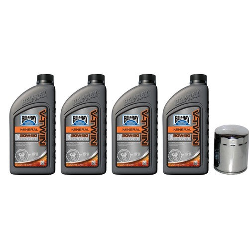 Harley Twin Cam 99-17 Oil Change Kit 20W50 4L + Hiflo HF171C Chrome Filter
