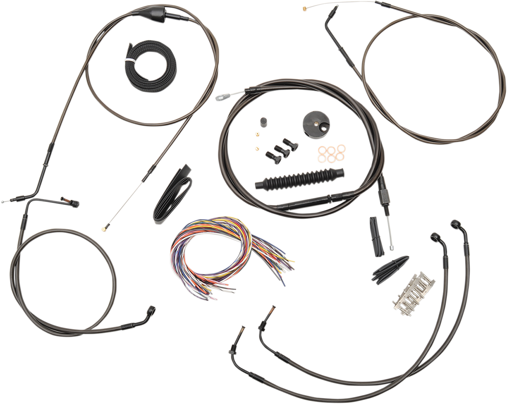 LA Choppers Complete Midnight Braided Handlebar Cable/Brake Line Kit — Standard