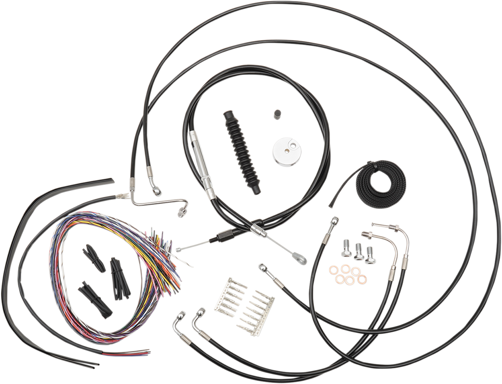 LA Choppers Complete Black Vinyl Braided Handlebar Cable/Brake Line Kit