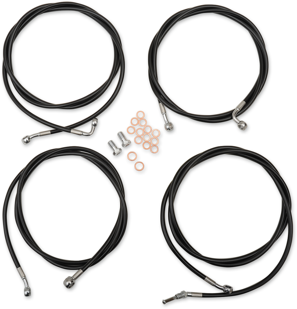 LA Choppers Standard Black Vinyl Handlebar Cable/Brake Line Kit — Ape Hanger