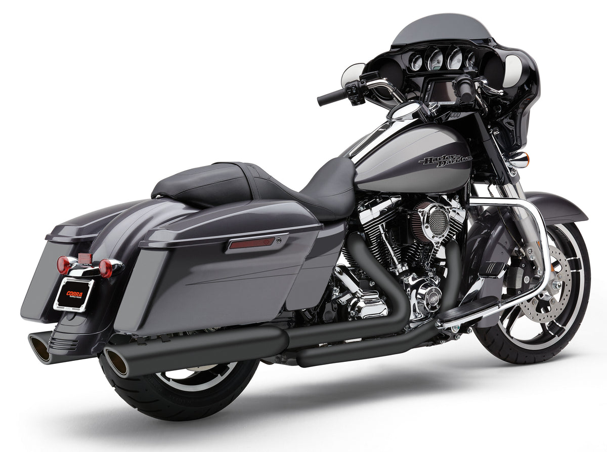 Cobra 909-TWINS 4" Slip-ONS Black FLH/FLT 95-16 6106RB for Harley-Davidson FLHR Road King / FLHRC Road King Classic & More