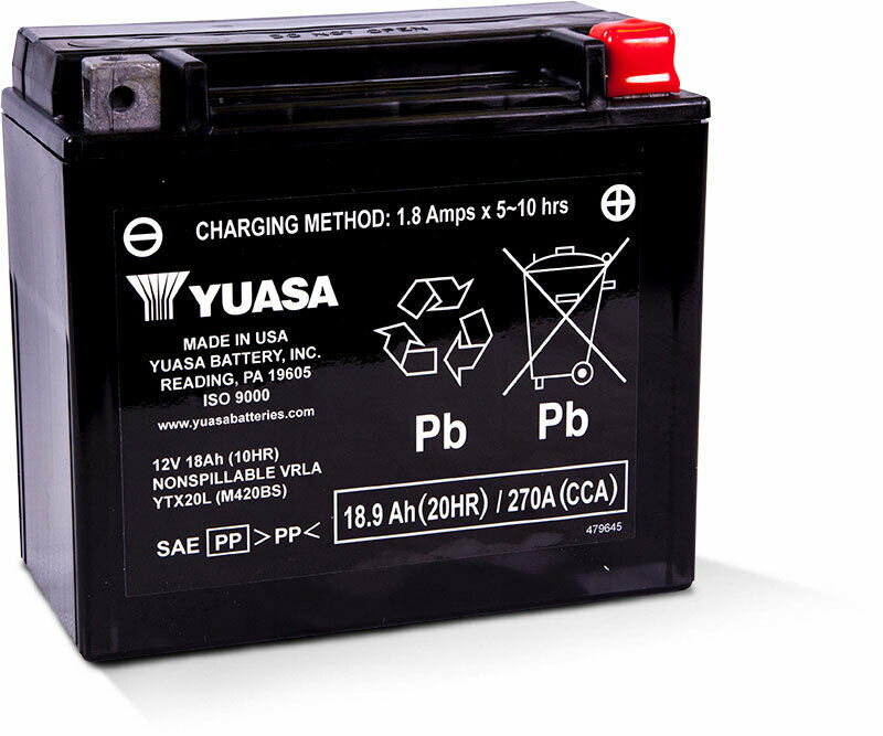 Yuasa Battery YTX20L Sealed Factory Activated YUAM420BS for Harley-Davidson / Honda & More