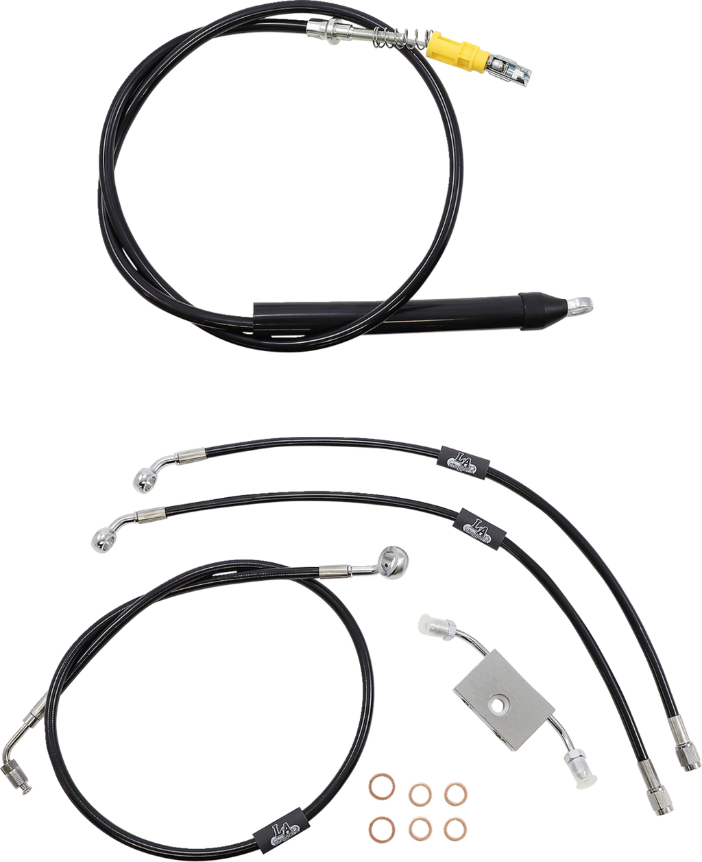 LA Choppers Standard Black Vinyl Handlebar Cable/Brake Line Kit — Ape Hanger