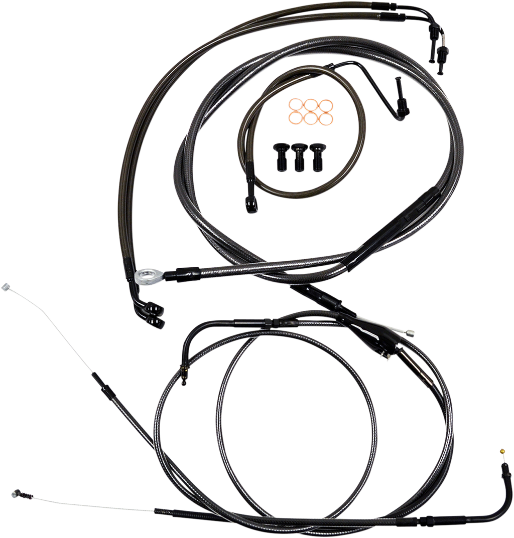 LA Choppers Standard Midnight Braided Handlebar Cable/Brake Line Kit — Ape Hanger