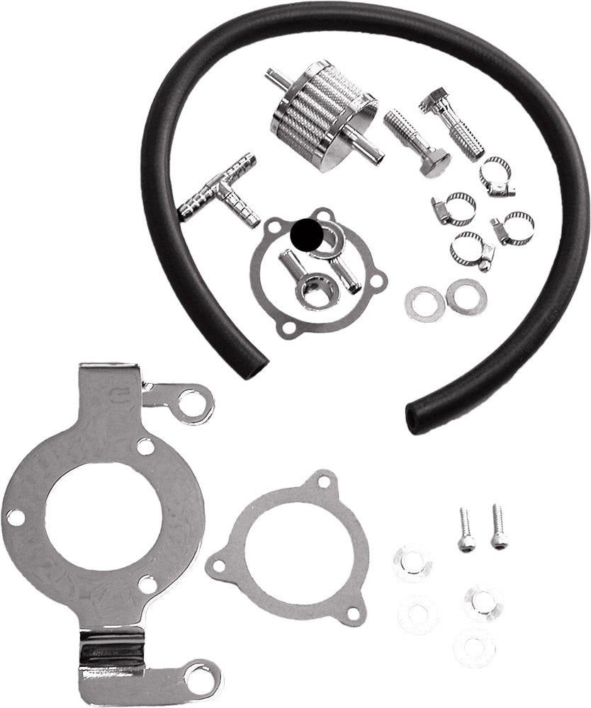Harddrive Air Cleaner Brackets Complete MNT Kit Breather Hose Chrome Touring 08-16 120185 for Harley-Davidson FLHR Road King / FLHRC Road King Classic & More