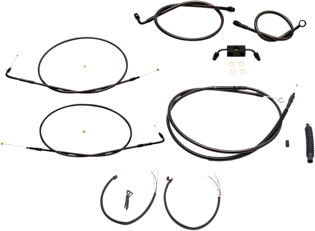 LA Choppers Complete Midnight Braided Handlebar Cable/Brake Line Kit — Standard