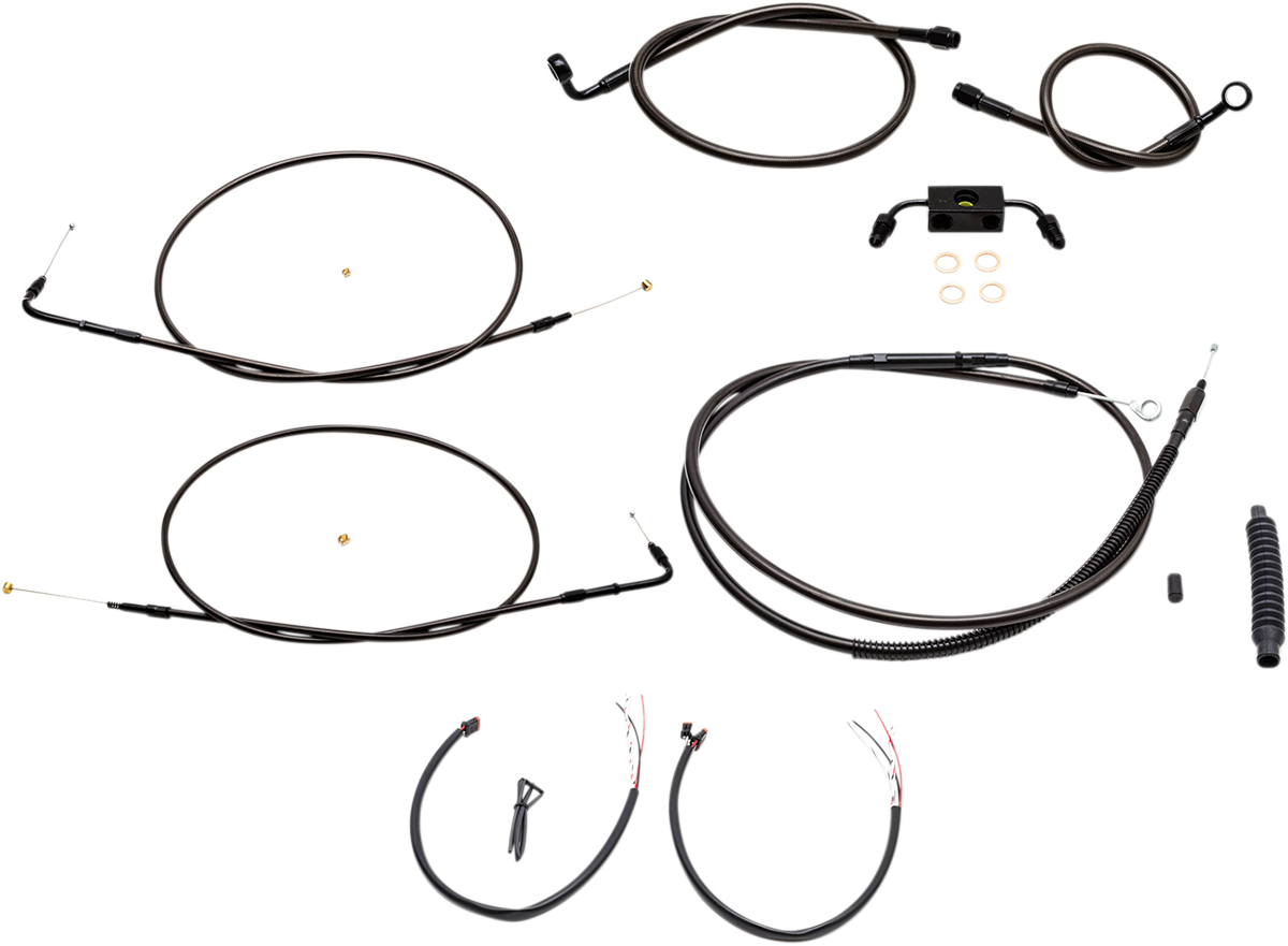 LA Choppers Complete Midnight Braided Handlebar Cable/Brake Line Kit — Standard