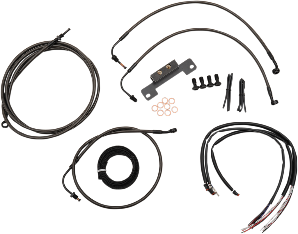 LA Choppers Complete Midnight Braided Handlebar Cable/Brake Line Kit — Standard