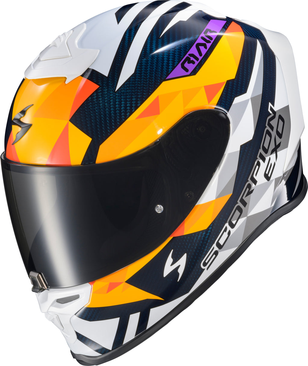 Scorpion EXO EXO-R1 Air Full Face Helmet Carbon Rastor Or/WHT/Blue SM R1C-2113