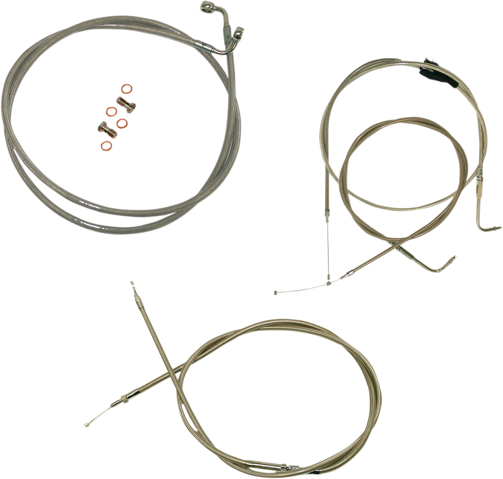 LA Choppers Standard Stainless Braided Handlebar Cable/Brake Line Kit