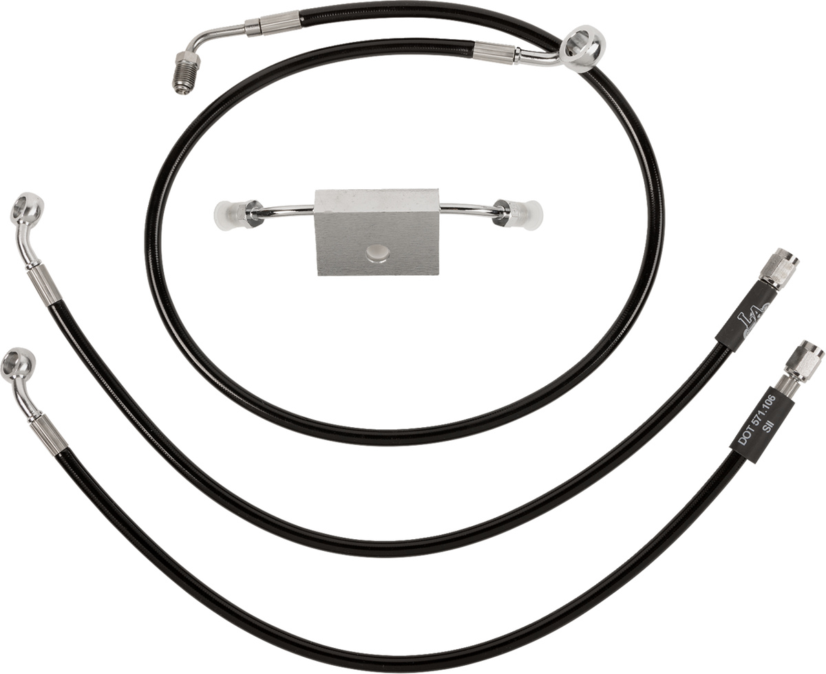 LA Choppers Black Braided Brake Line Kit