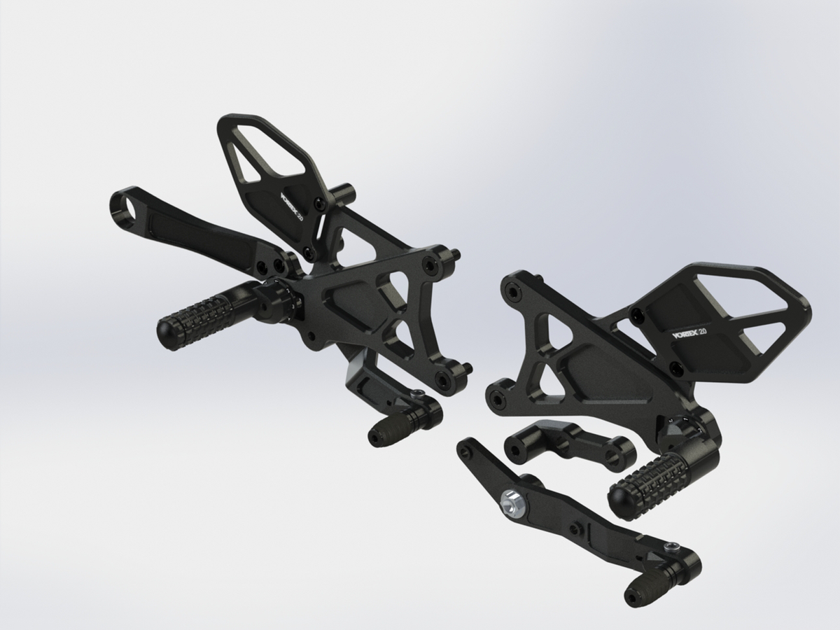 Vortex Rear Set Complete BLK RS671K for Yamaha YZF-R1 2015-2024
