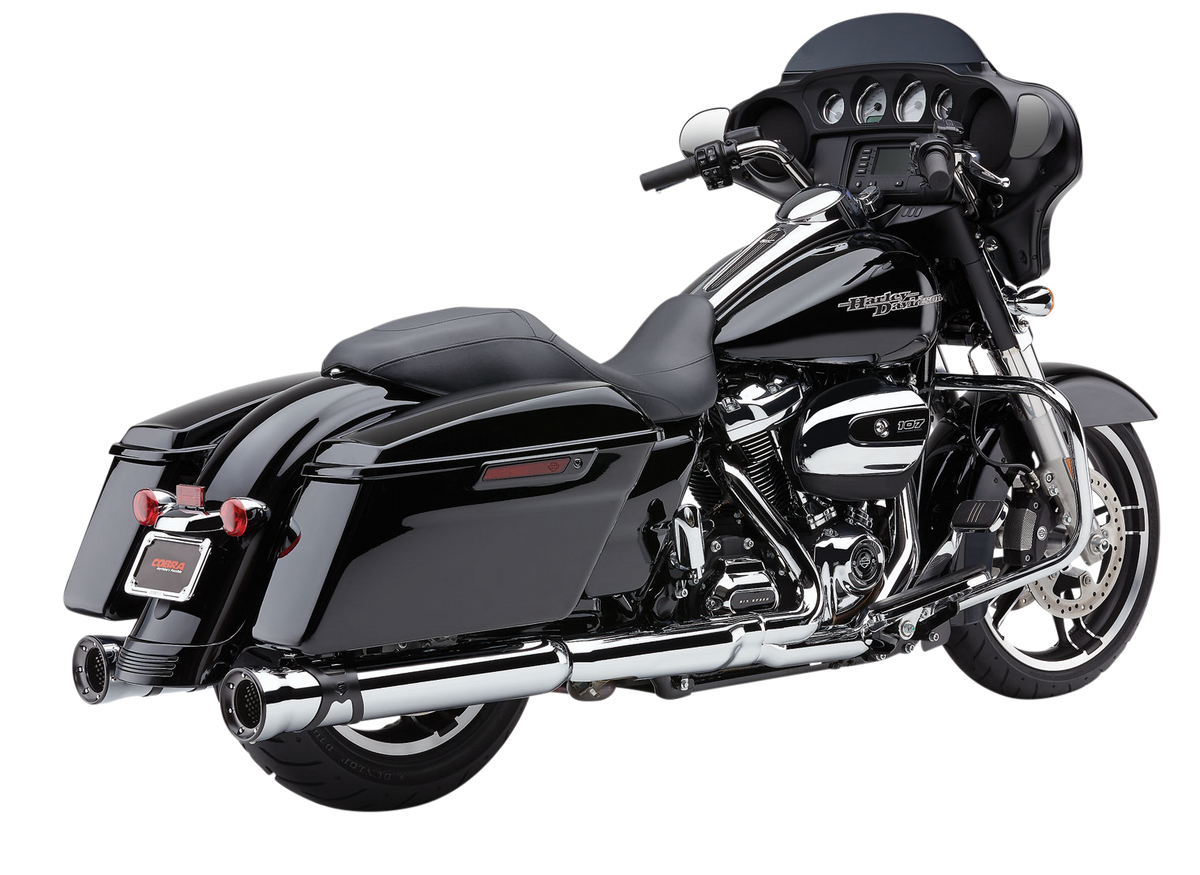 Cobra 4" Race-Pro Slip-ONS Chrome FLH/FLT 17-25 6216 for Harley-Davidson