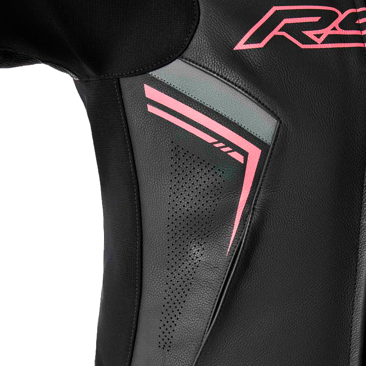 RST Womens S1 D3O Leather Jacket BLK/FLO Pink XL 103626PNK-16