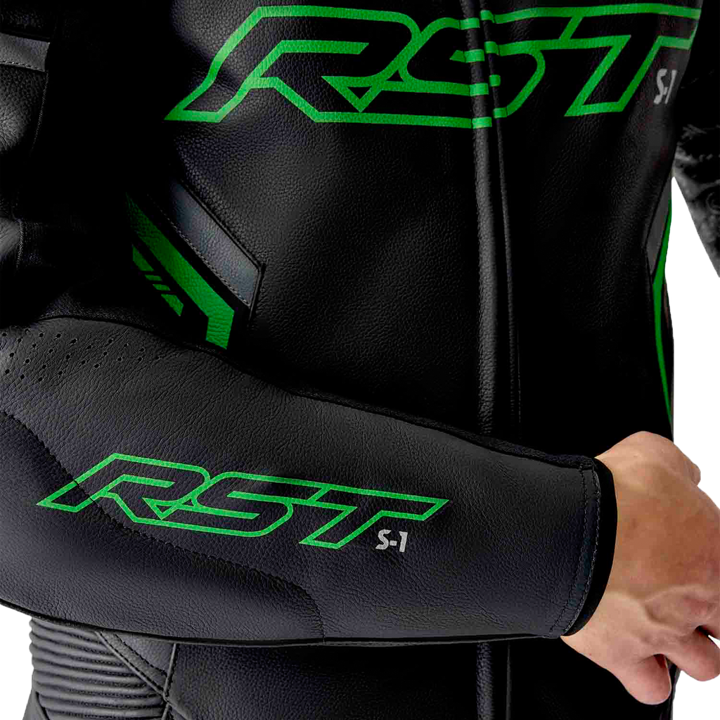 RST S1 D3O Suit BLK/GRY/FLO GRN Leather 2X 103604F.GRN-48