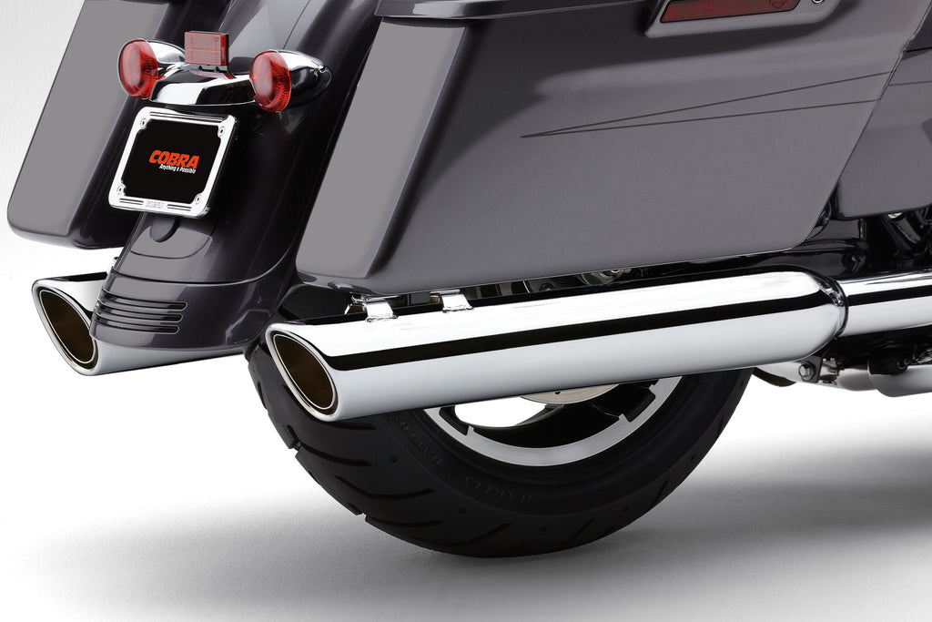 Cobra 909-TWINS 4" Slip-ONS Chrome FLH/FLT 17-25 6108 for Harley-Davidson