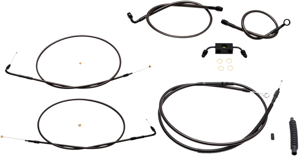 LA Choppers Standard Midnight Braided Handlebar Cable/Brake Line Kit — Mini/Ape Hanger