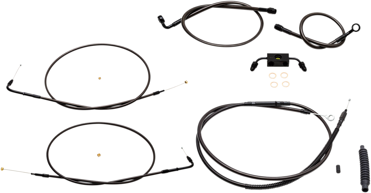 LA Choppers Standard Midnight Braided Handlebar Cable/Brake Line Kit — Mini/Ape Hanger