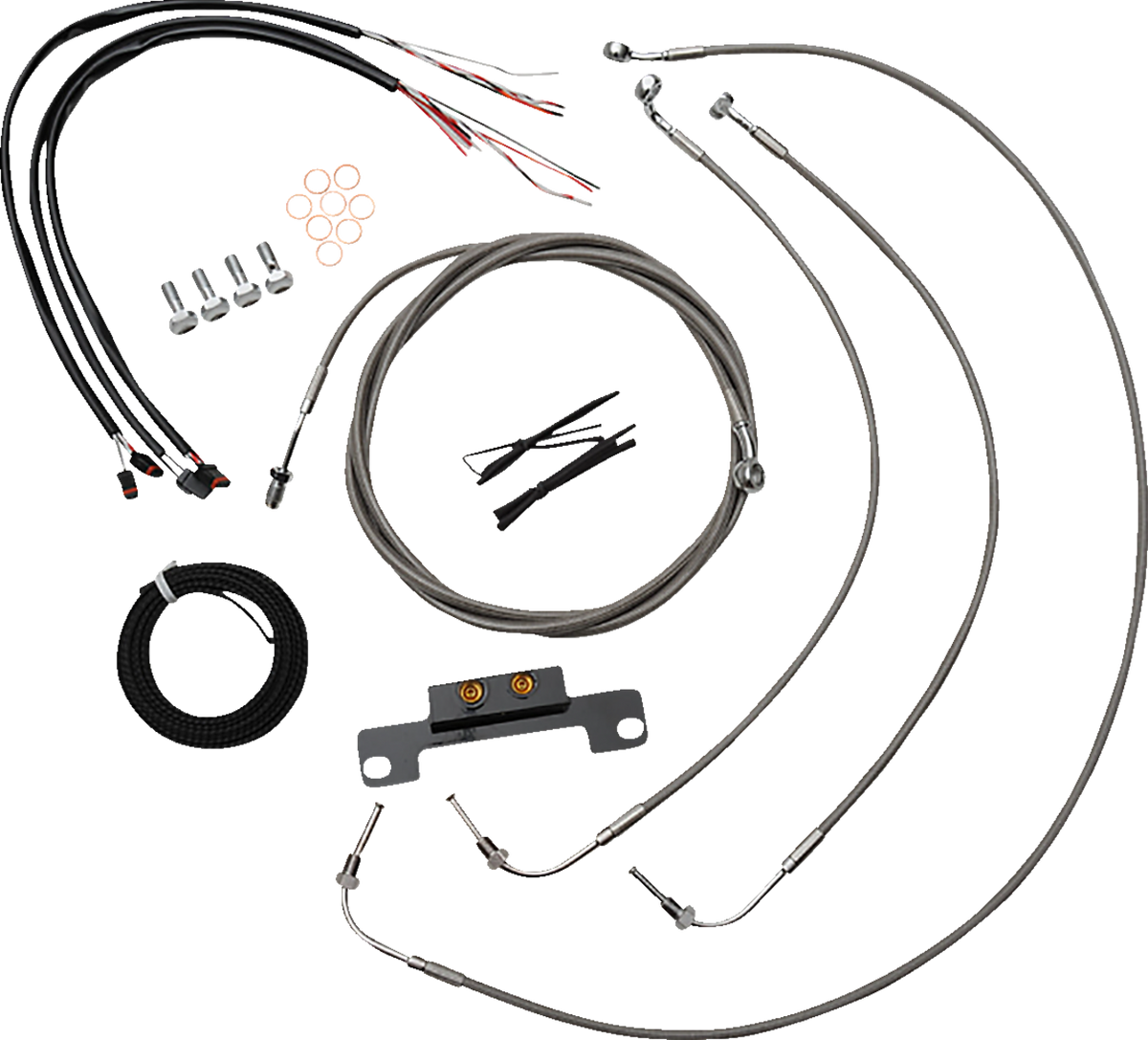 LA Choppers Complete Stainless Braided Handlebar Cable/Brake Line Kit — Cable Kit