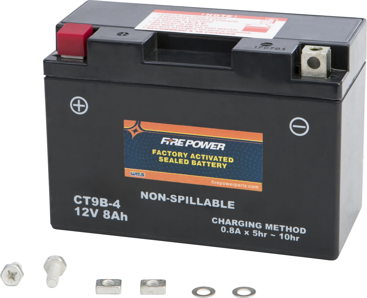 Fire Power Battery CT9B-4 CT9B Sealed Factory Activated for Yamaha YFM700R Raptor / YP400 Majesty & More