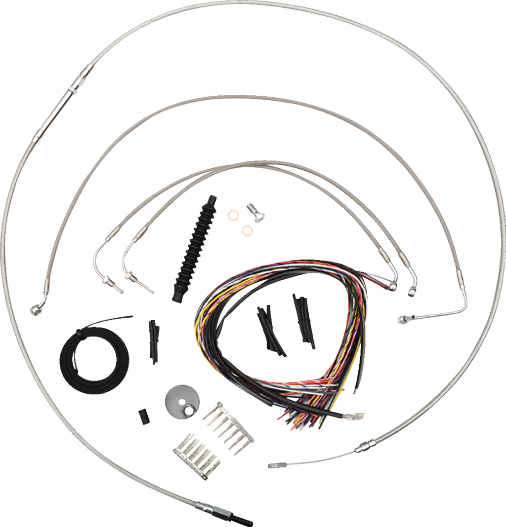 LA Choppers Complete Stainless Braided Handlebar Cable/Brake Line Kit — Cable Kit