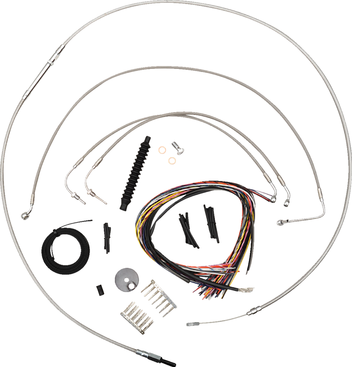LA Choppers Complete Stainless Braided Handlebar Cable/Brake Line Kit — Cable Kit
