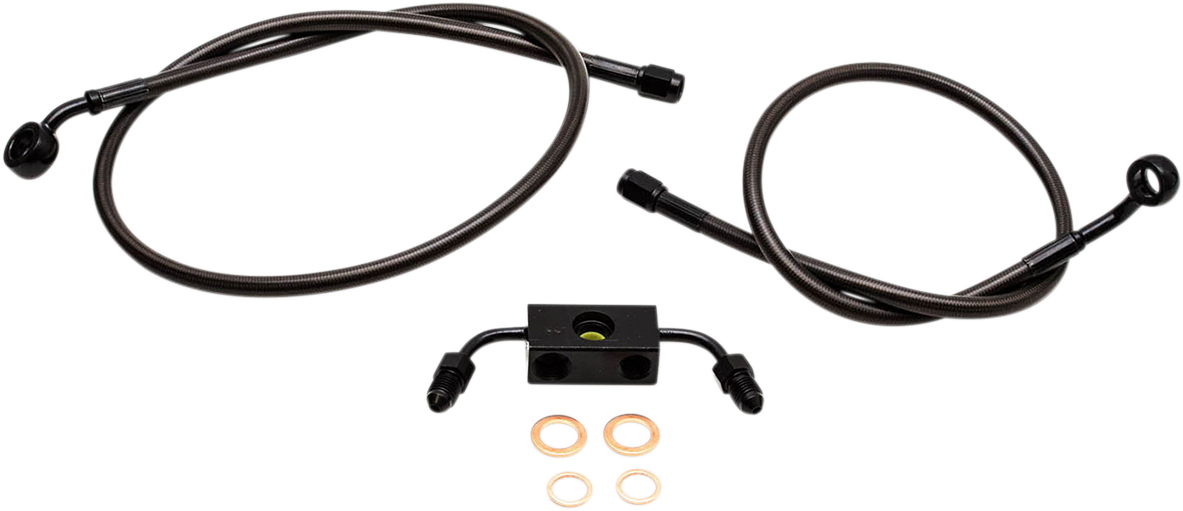 LA Choppers Midnight Braided Brake Line Kit