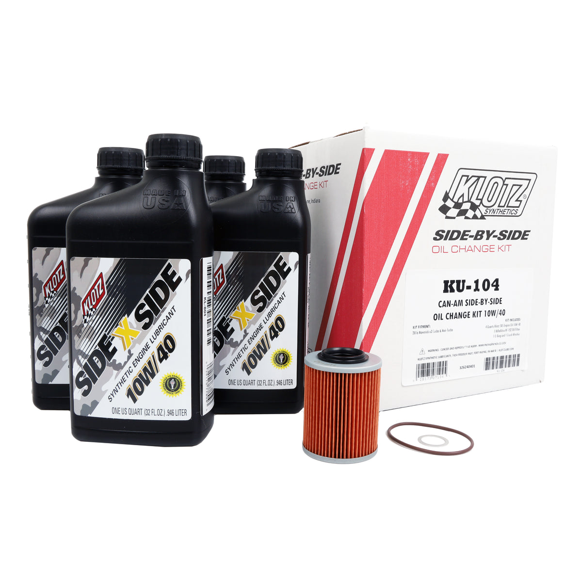Klotz Side X Side Oil Change Kit for Can-Am Maverick X3 900 HO / Maverick X3 DS Turbo & More