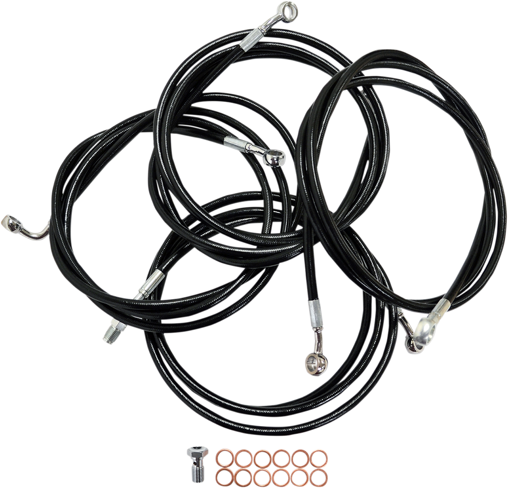 LA Choppers Standard Black Vinyl Handlebar Cable/Brake Line Kit — Ape Hanger