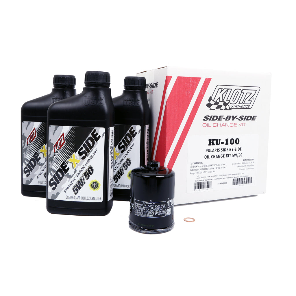 Klotz Side X Side Oil Change Kit for Polaris RZR 1000 RS1 / RZR 900 & More