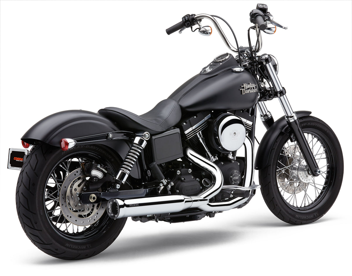 Cobra Powrpro RPT 2-1 Chrome/ BLK TIP Dyna 12-17 6468 for Harley-Davidson FLD Dyna Switchback / FXDB Dyna Street Bob & More