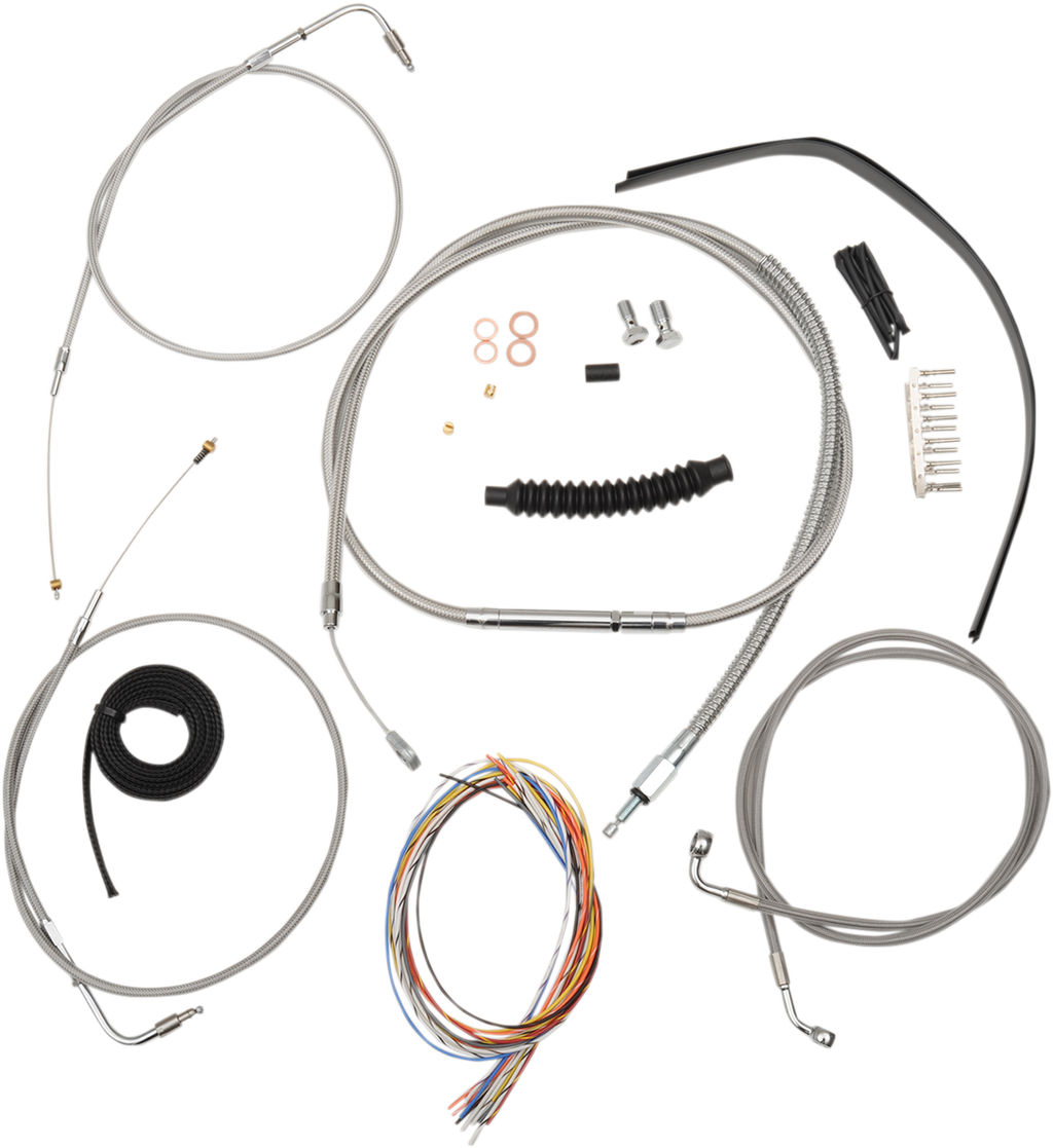 LA Choppers Complete Stainless Braided Handlebar Cable/Brake Line Kit — Cable Kit