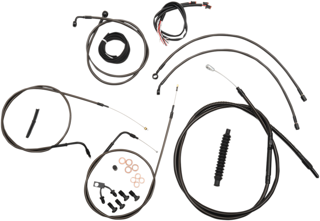 LA Choppers Complete Midnight Braided Handlebar Cable/Brake Line Kit — Standard