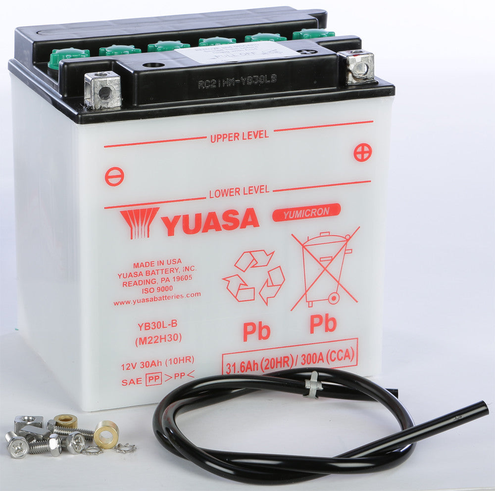 Yuasa 6V and 12V Standard Yumicron Battery Battery YB30L-B Conventional YUAM22H30TWN for Arctic Cat / Harley-Davidson / Polaris