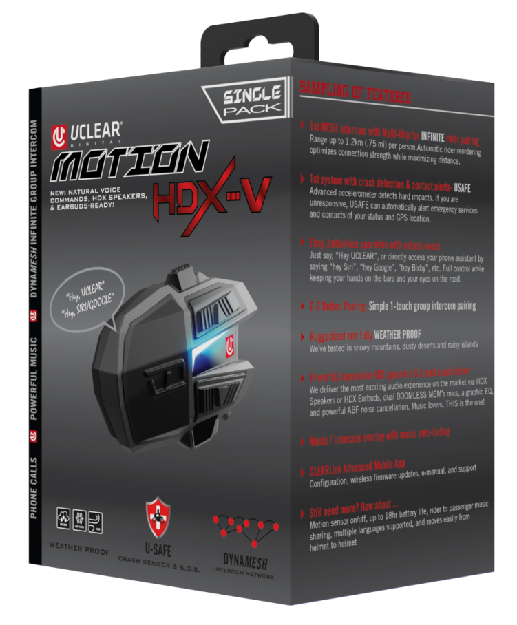Uclear MOTION HDX-V SINGLE KIT HELMET AUDIO SINGLE KIT