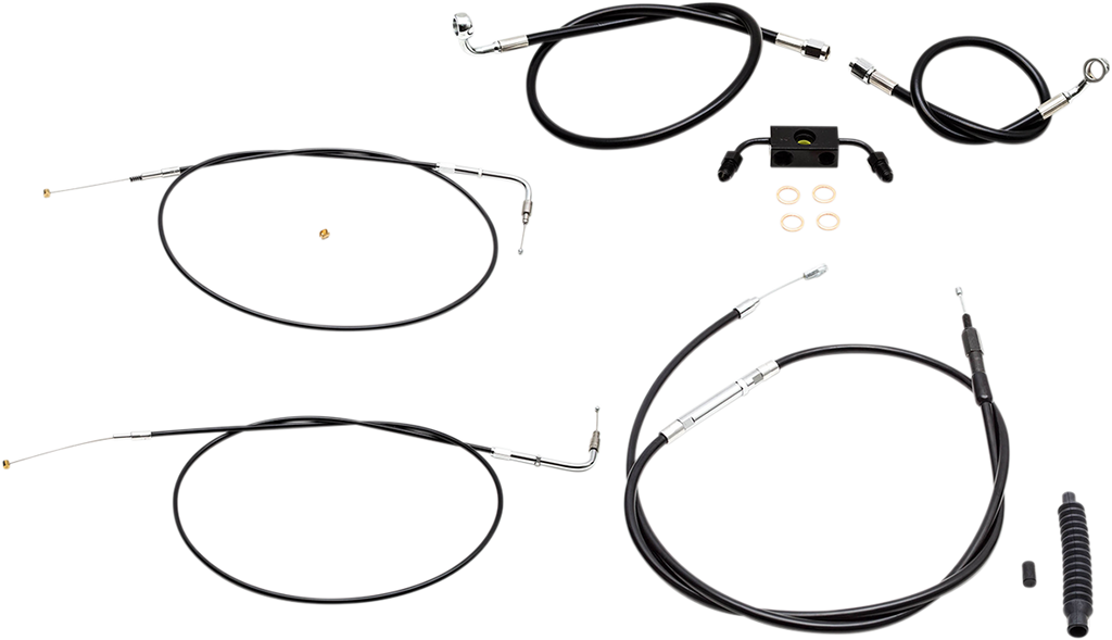 LA Choppers Standard Black Vinyl Handlebar Cable/Brake Line Kit — Mini/Ape Hanger